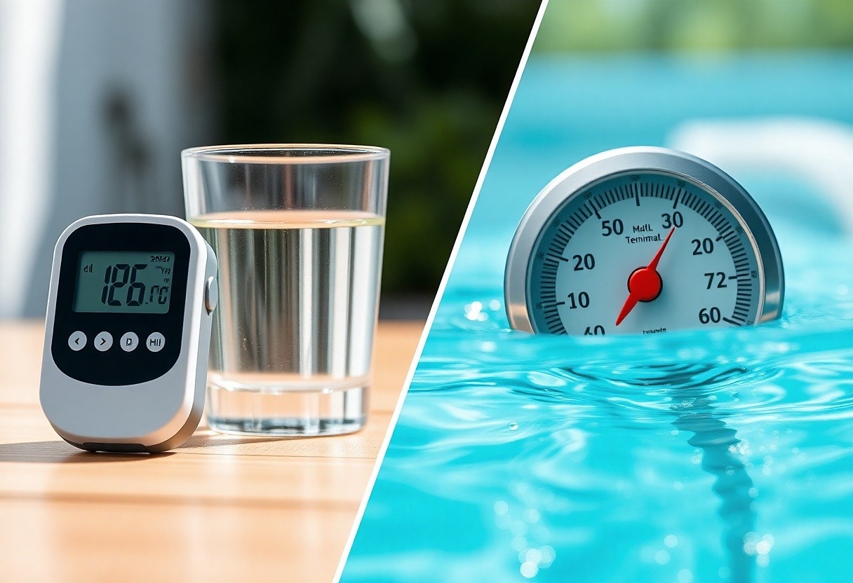 Thermometers are with the pool
